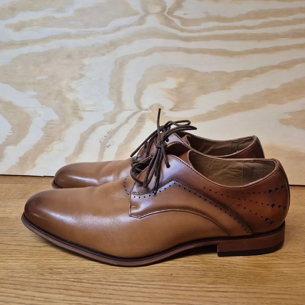 Stacy Adams Men's Brown Leather Cap Toe Oxford Dress Shoes Size 10M
